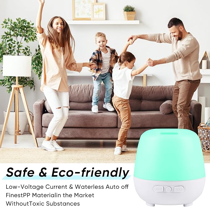 HAPPTWS 220ml Essential Oil Diffuser, Upgraded Diffusers for Essential Oils Aromatherapy Diffuser Cool Mist Humidifier with 7 Colors Lights 2 Mist Mode Waterless Auto Off for Home Office Room - White