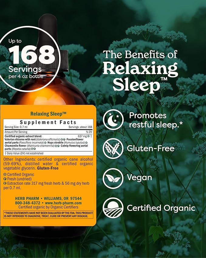 Relaxing Sleep Valerian Root for Sleep Blend with Chamomile & Passion Flower | USDA Organic Sleep Aid for Adults with Valerian Root Extract and Passion Flower herb Sleep Tincture | 168 Servings, 4 Oz