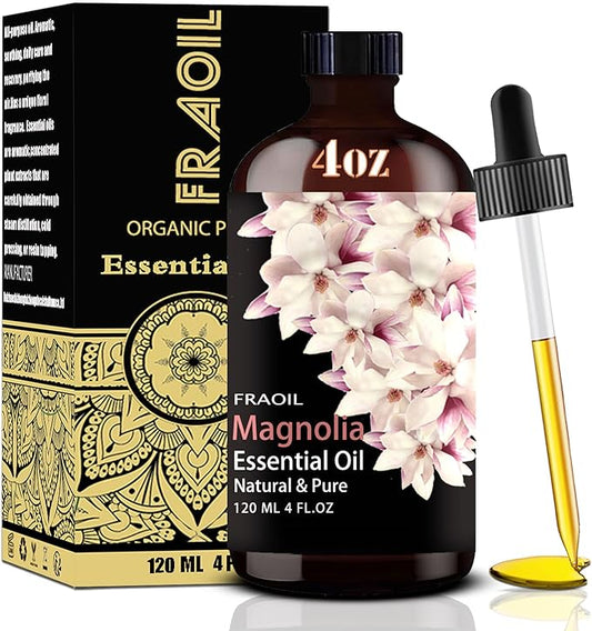 Magnolia Essential Oil, Magnolia Oil 4 Fl Oz 120ML for Diffuser Humidifier Yoga Cleaning DIY Candle Soap Making Perfume Gift for Women Essential Oils FRAOIL (Magnolia 4 Fl Oz (Pack of 1))
