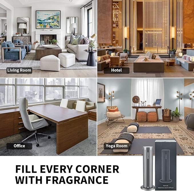 Waterless Essential Oil Diffuser Corded Diffuser with Hotel Collection Diffuser Oil, Scent Diffuser Starter Kit Cold Air Diffuser Oil Machine 1000 Sq Ft Coverage for Home Office Lobby Hotel