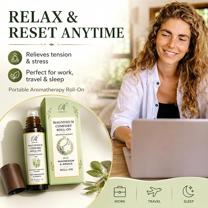 Migraine Stick Roll On for Headache Relief with Magnesium & Arnica – Peppermint, Lavender & Eucalyptus Essential Oils – Migraine Relief Stick, Stress, Tension & Sinus Support Aromatherapy 10ml
