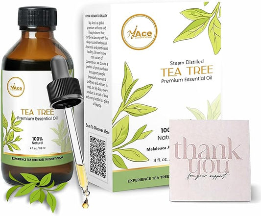 My Ace Tea Tree Essential Oil – 100% Pure & Natural, Premium Therapeutic Grade Oil for Face, Skin, Hair, Scalp, Diffuser & Aromatherapy – 4 fl oz with Dropper