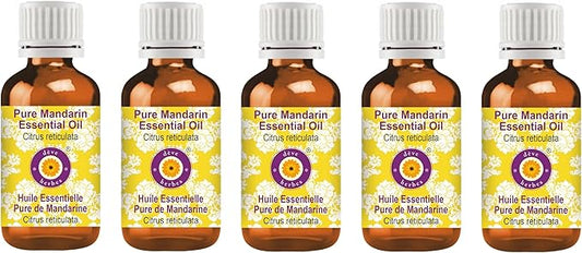 dève herbes Pure Mandarin Essential Oil (Citrus reticulata) Steam Distilled (Pack of Five) 100ml X 5 (16.9 oz)