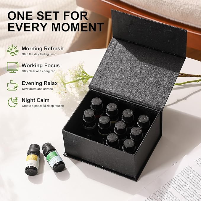 Essential Oils Set for Diffusers – 20 Pack Aromatherapy Oils for Sleep, Relaxation & Focus – Lavender, Peppermint, Eucalyptus, Vanilla & More – Gift Set for Home & Office