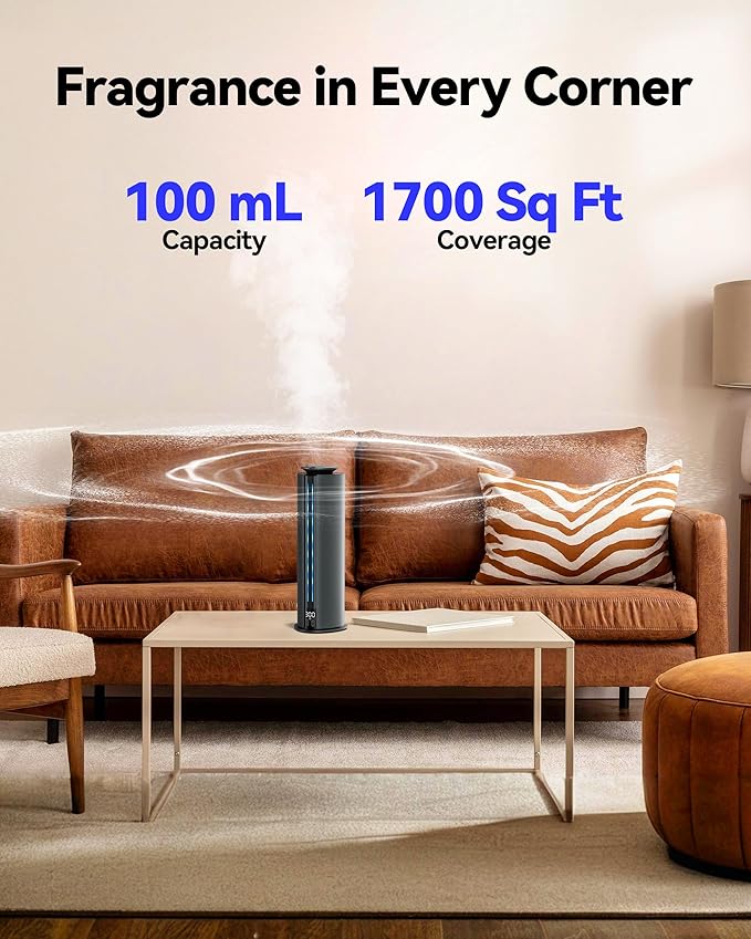 Aromadd 2026 Portable Waterless Diffuser, 1700 Sq Ft Hotel Collection Diffuser, 100ml Scent Air Machine for Home Cold Air Essential Oil Diffuser for Large Room Office, Quiet (Titanium Gray)