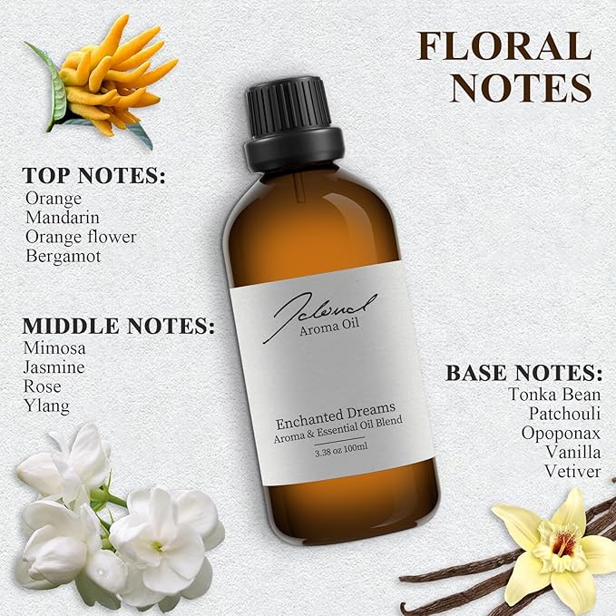 JCLOUD Enchanted Dreams Essential Oil | Hotel Scent - Pure Aromatherapy Diffuser Oil with Bergamot, Rose, Jasmine and Vanilla, Home Luxury & Hotel Scents for Diffuser - 100mL