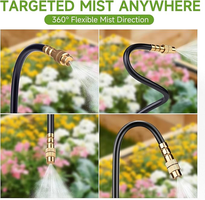 HOMENOTE 10 Pack Misting Brass Nozzles, 360 Degree Adjustable, 8 Inch Mister Nozzle for Outdoor Cooling System, Lawn Irrigation, Garden Watering, Pet Cooling
