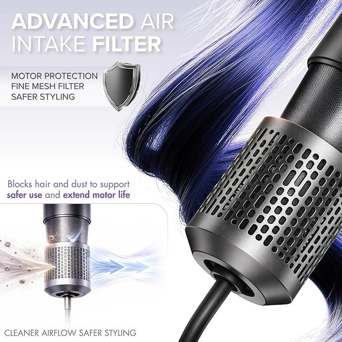 AXURA Travel Hair Dryer 160000 RPM Brushless Motor, Diffuser Hair Dryer For Fast Styling, Heat Control, Lightweight Low Noise Blow Dryer With Diffuser, Hair Dryer With Magnetic Nozzle For Home & Salon