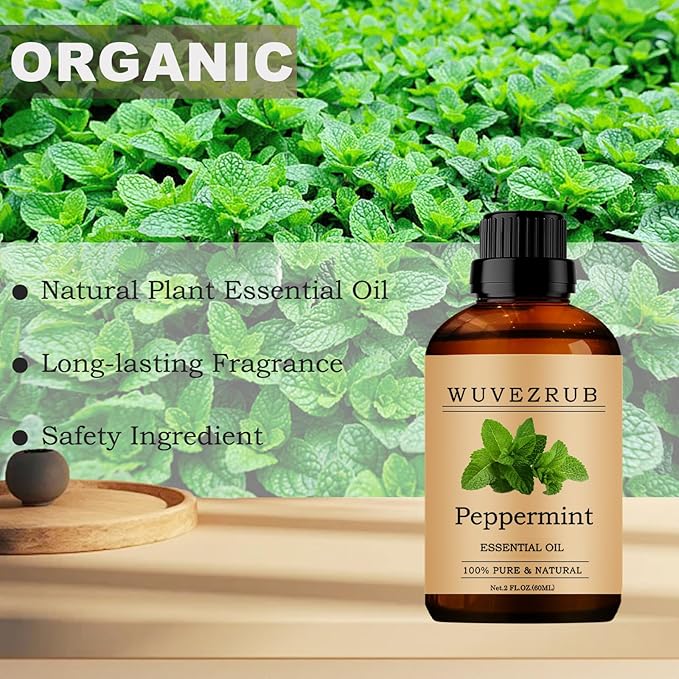 Peppermint Essential Oil 60ML, 100% Pure and Natural for Aromatherapy Diffuser - 2 Fl Oz
