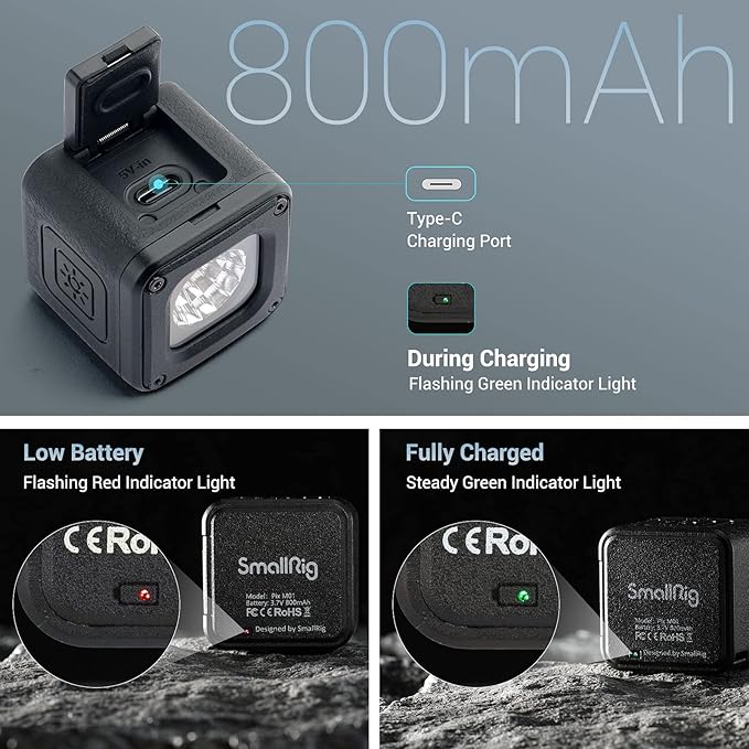 SmallRig RM01 Mini LED Video Light (3 Pack), Waterproof Portable Lighting Kit with Gels, Barndoor, Diffuser, Dimmable Fill Light 5600K CRI95, Lume Cube Camera Light for Stop Motion, Macro Photography