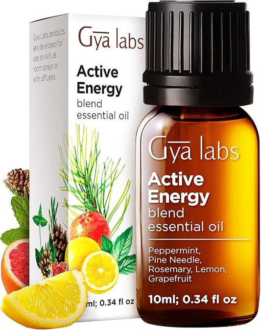 Gya Labs Active Energy Essential Oils Blends - 0.34 Fl Oz - for Diffuser, Home, Humidifier, Aromatherapy and DIY Candle Making Scents