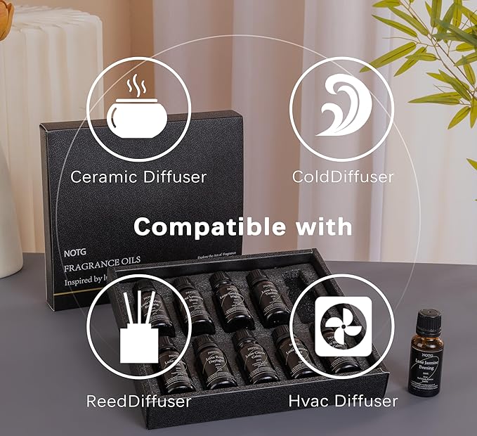 Essential Oils Set - Top 10 Luxury Scents for Diffuser, Humidifier, Aromatherapy, Candle & Soap Making, Premium Scented Oil Gift Set for Home & Office, Inspired by Luxury Brand perfumes(20ML)