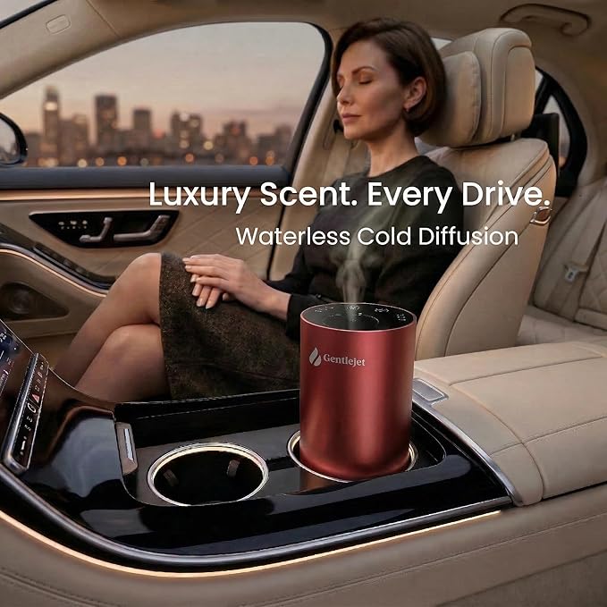 GentleJet LiteMist Waterless Nebulizing Essential Oil Diffuser – Cold Air Aromatherapy, USB-C Cordless 2000mAh Battery, Aluminum Portable for Home Office Car, 20ml