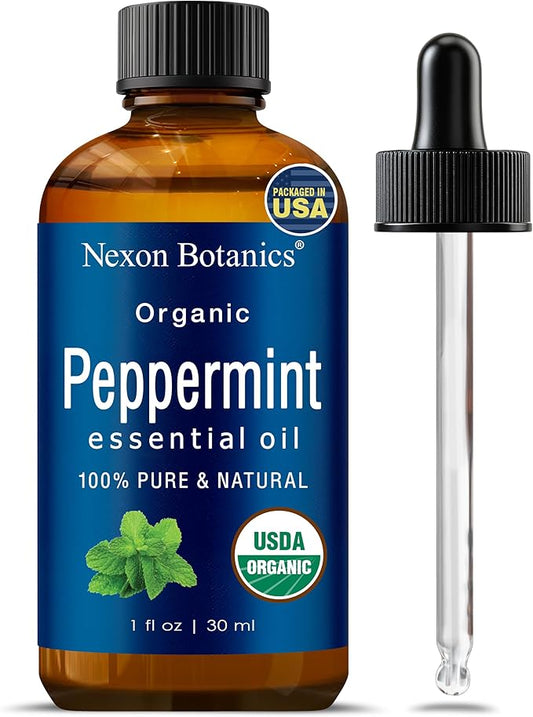 Organic Peppermint Essential Oil 30 ml - Pure, Natural Oils for Aromatherapy, Diffusers, DIY, Candle and Soap Making Scent - Nexon Botanics