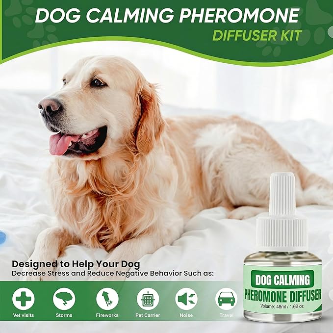 Dog Calming Diffuser Kit with (3 Pack) 48ml Refills Pheromone Diffuser for Dogs Anxiety & Stress Relief, Calming Diffuser for Dogs to Reduce Fighting & Scratching Dog Pheromone Diffuser