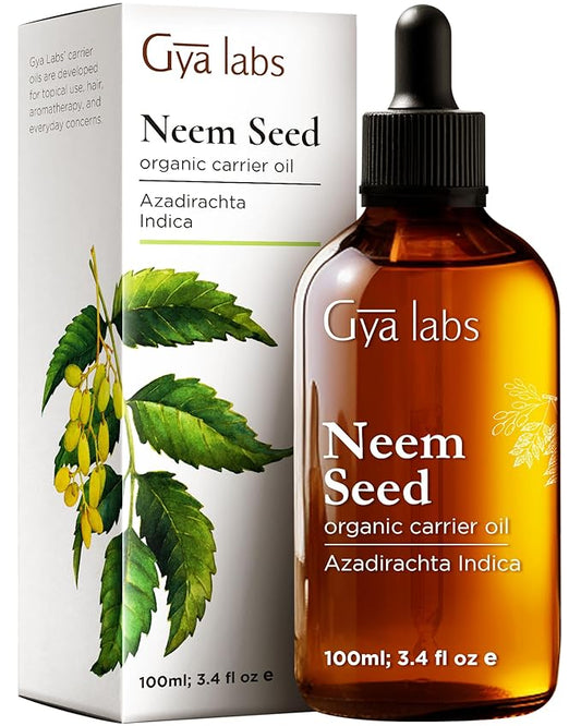 Gya Labs Neem Oil - 3.4 Fl Oz - Carrier Oil for Hair, Skin, Face, Scalp & Body Massage