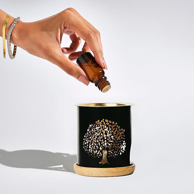 Aromafume Tree of Life Essential Oil Burner | Oil Diffuser with Candle | Brass Burner with 10ml Essential Oil
