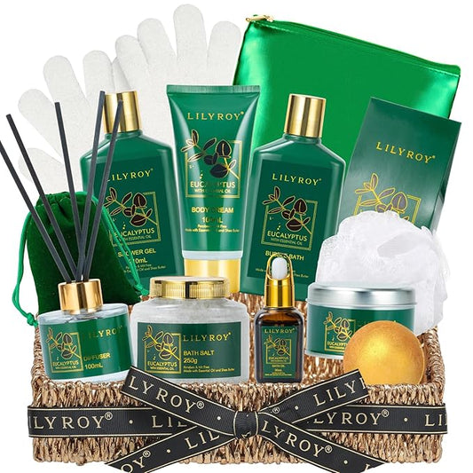 Mother's Day Gift Basket for Mom, Gifts for Women, Spa Gift Baskets for Women - 15-Piece Premium Eucalyptus Bath Gift Set for Men - Spa Kit, Gifts for Birthday, Valentines Day, Fathers Day, Christmas