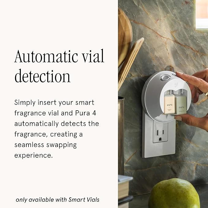 Pura Smart Home Fragrance Device Starter Set - Pura 4 - Scent Diffuser for Home - Includes Fragrance Aroma Diffuser - Square Box, Winter Noir and Cranberry Fizz Scent Refills