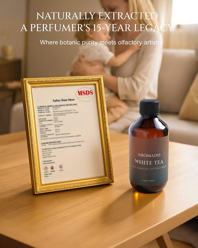 Aromadd Aromadd White Tea Diffuser Oil Inspired by Luxury Hotel Scent, Essential Oils for Waterless Diffuser, White Tea & Bergamot, Long-Lasting & Natural Home Fragrance - 6.76 fl oz (200 mL)