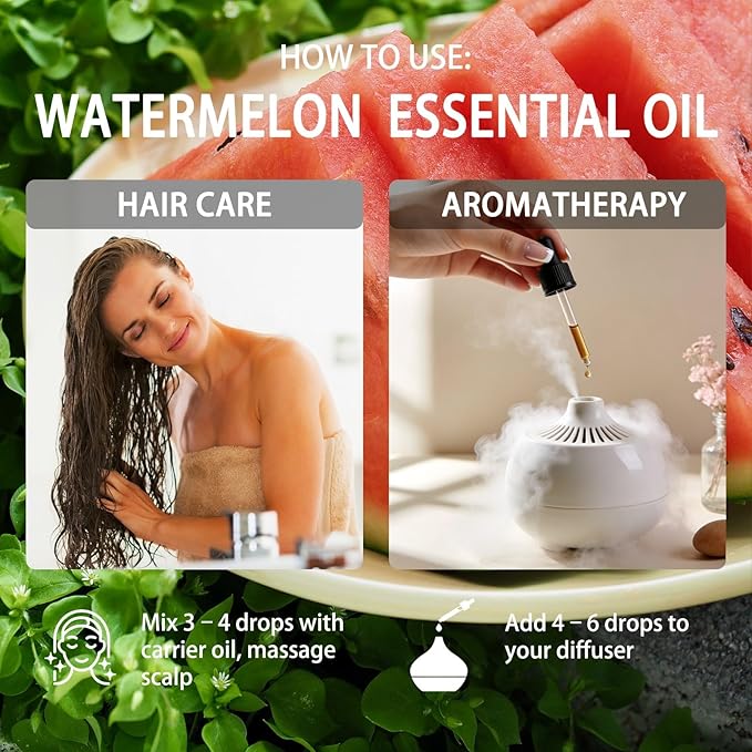 Watermelon Essential Oil, 4 fl oz (120ml) - ZODION Watermelon Fragrance Oil for Diffuser, Massage, Humidifier, DIY Candle, Soap Making, Home, Bath, Yoga