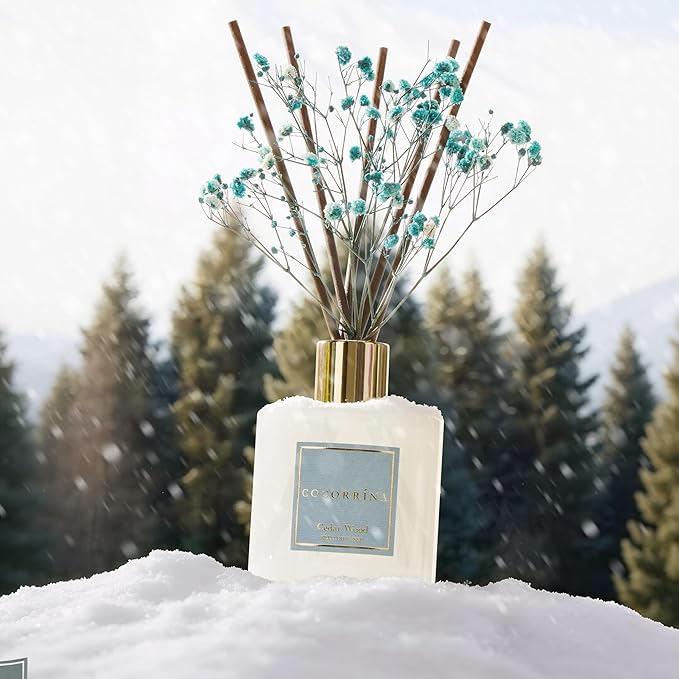 COCORRÍNA Reed Diffuser - Cedar Wood 6.7 fl oz Reed Diffuser with Sticks, Bedroom Bathroom Shelf Decor