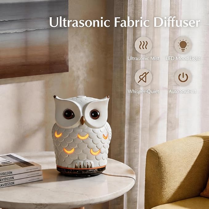 Ceramic Essential Oil Diffuser 200ml,Ultrasonic Aromatherapy Cool Mist Humidifier with 7-Color LED Night Light,Waterless Auto-Off & Timers,Vaporizer for Home Office Bedroom Decor