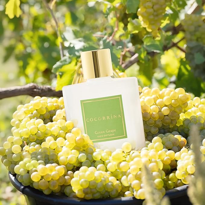 COCORRÍNA Reed Diffuser - Green Grape 6.7 fl oz Reed Diffuser with Sticks, Bedroom Bathroom Shelf Decor