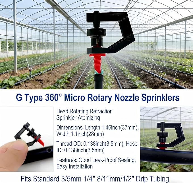 30-500Pcs G Type 360° Micro Rotary Sprinkler Heads, Rotating Refraction Atomizing Nozzles, Mist Sprayers for Garden Lawn Drip Irrigation System, Watering Atomizer Dripper (30)