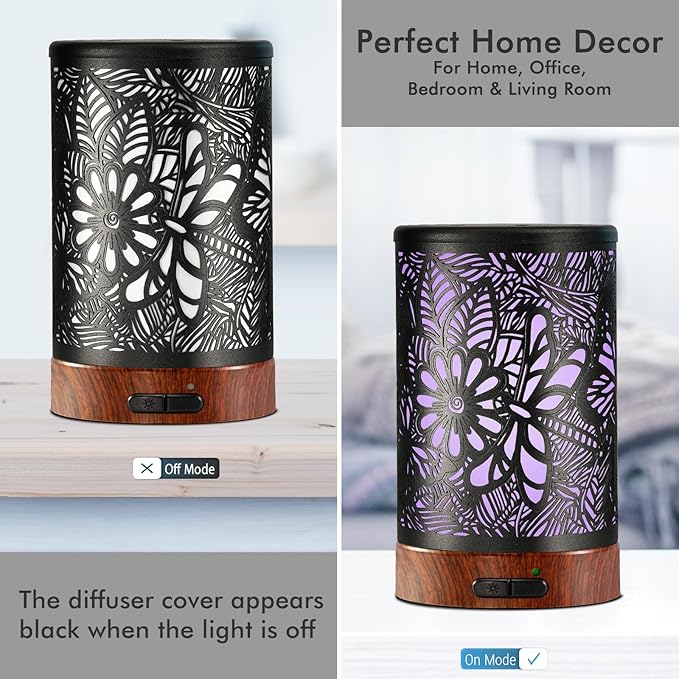 EQUSUPRO Essential Oil Diffuser Metal Aromatherapy Diffuser for Home 150ml Ultrasonic Cool Mist Diffuser with 7 Colors Light Auto Shut-Off Protection for Home Office Decor & Gift (Dragonfly)