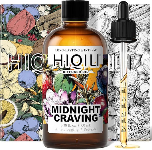 HIQILI Midnight Craving Diffuser Oil, Inspired by Y S.L's B.Lack O.pium, for Home & Hotel, Long-Lasting Fragrance Oil- 3.38 Fl Oz