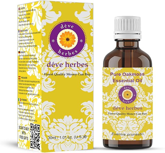 Deve Herbes Pure Oakmoss Essential Oil (Evernia prunastri) Steam Distilled 30ml (1 oz)