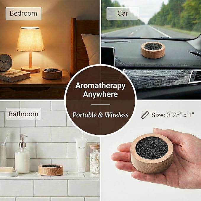 CUIYAKI 2Pcs Essential Oil Diffuser for Desk Office, Passive Lava Rock Diffuser for Aromatherapy, Small Personal Air Freshener for Nightstand, Safe for Sauna & Spa
