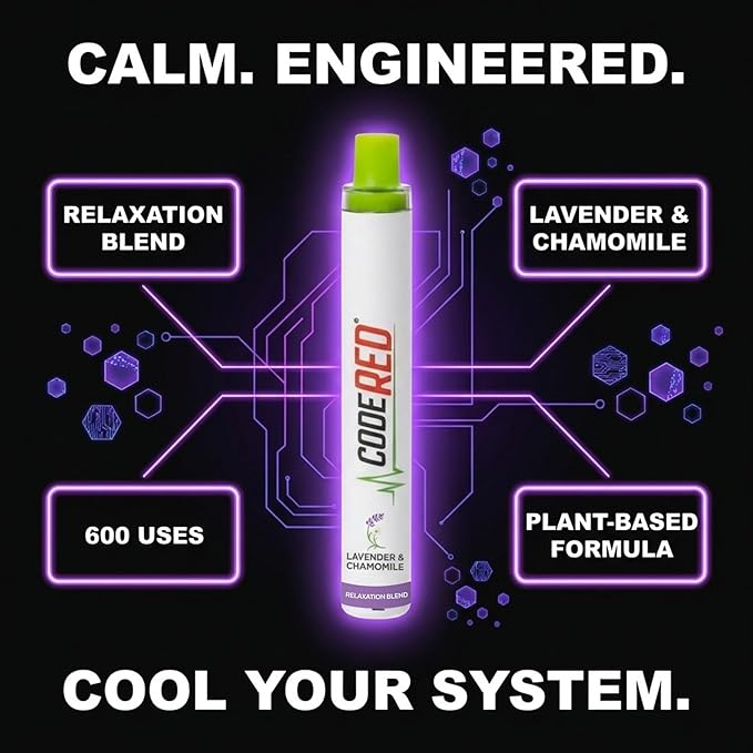 Code Red V-Aid Lavender Herbal Stick - Portable Herbal Stick with Ashwagandha, Apigenin, L-Theanine & Essential_Oil Lavender - Companion for Daily Routines (1 Count)