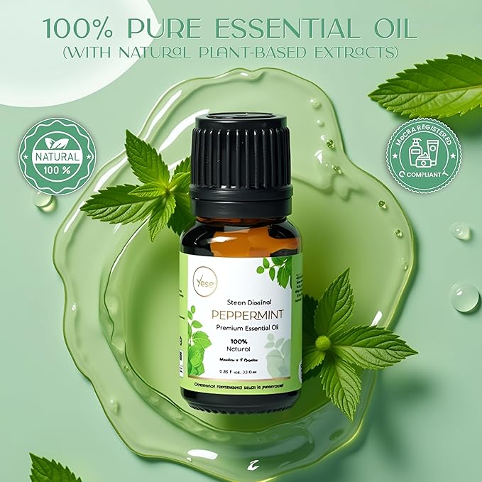 MyAce Peppermint Essential Oil 0.33 fl oz – 100% Pure & Steam Distilled Mentha Piperita – Undiluted, Natural Aromatherapy Oil for Diffuser, DIY Blends, Hair & Skin Care