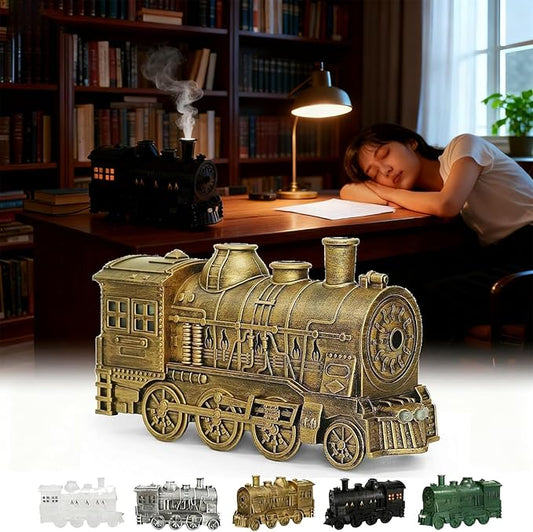 2026 New Train Diffuser, 300ml Train Essential Oil Diffuser – Aromatherapy Humidifier with Dual-Color LED Light, Ultrasonic Cool Mist, Quiet Auto Shut-Off Steam for Home & Office (Gold, Basic)