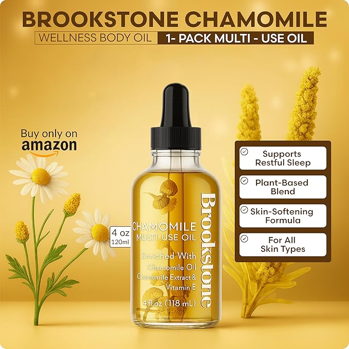 Brookstone Chamomile Multi-Use Essential Oil - Soothing Skin Oil for Sensitive Skin & Relaxation