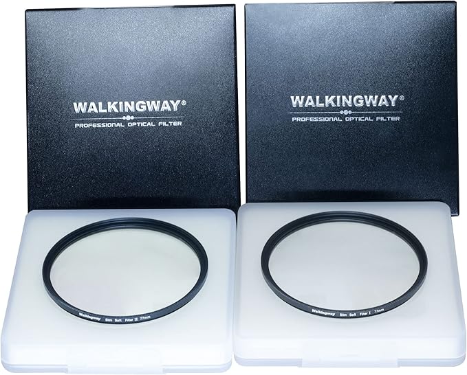 Walking Way 86mm White Mist Diffusion Filter Set (Soft 1 & 2), Soft Focus Dreamy Fog Effect Lens Filter 2pcs, Softening Diffuser For Video/Vlog/Portrait, Ultra-Slim Frame, Optical Glass, No Vignetting