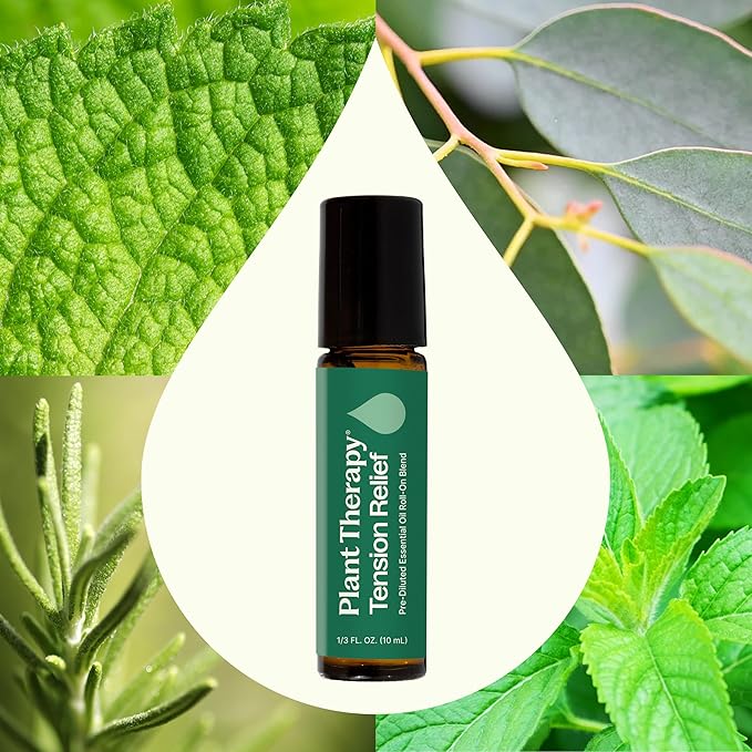 Plant Therapy Tension Relief Essential Oil Blend Pre-Diluted Roll-On, 10 mL (1/3 oz), Pure Essential Oils Diluted in Fractionated Coconut Oil for Ready-to-Use Application