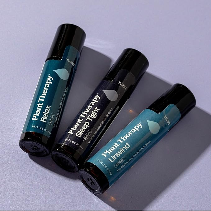 Plant Therapy Sleep Easy Essential Oil Roll On Blend Set 10 mL (1/3 oz) Each of Relax, Sleep Tight & Unwind, Pure, Pre-Diluted, Essential Oil Blends