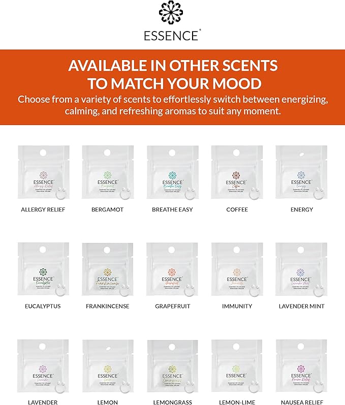 Essence Wearable Aromatherapy Nasal Diffuser – Orange Essential Oil Nose Ring Silicone Inhaler for Stress & Mood Support - Made in USA & Travel-Friendly