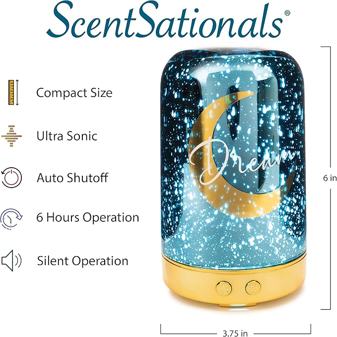 ScentSationals Essential Oil Diffuser - Eclectic Collection - Aromatherapy Diffuser for Living Room or Bedroom, Home Fragrance Diffuser for Scented Essential Oils - Moon Dream