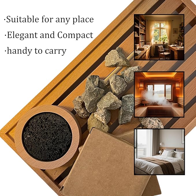 Passive Diffuser Lava Rock Natural Set Essential Oil Aromatherapy Stone for Home, Office, Car & Gifts - Compact Wood Bas