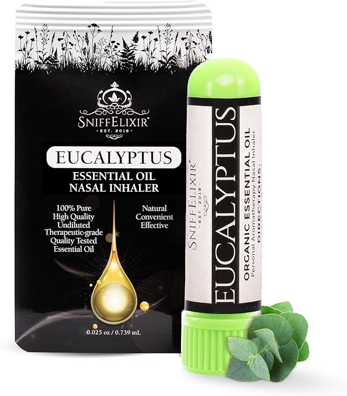 SniffElixir Nasal Stick Inhaler, Vapor Inhaler for Sinus Relief, Nasal Inhaler Stick, Eucalyptus Essential Oil Inhaler for Clear Breathing, Organic Cooling Aroma