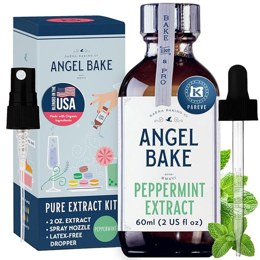 Pure Peppermint Extract for Baking and Mixology - 100 Servings Culinary Aromatics, Kosher, Keto Friendly, Vegan, Gluten-Free for Cooking, Desserts, Beverages (2 Oz Extract with Latex-Free Dropper & Spritzer)