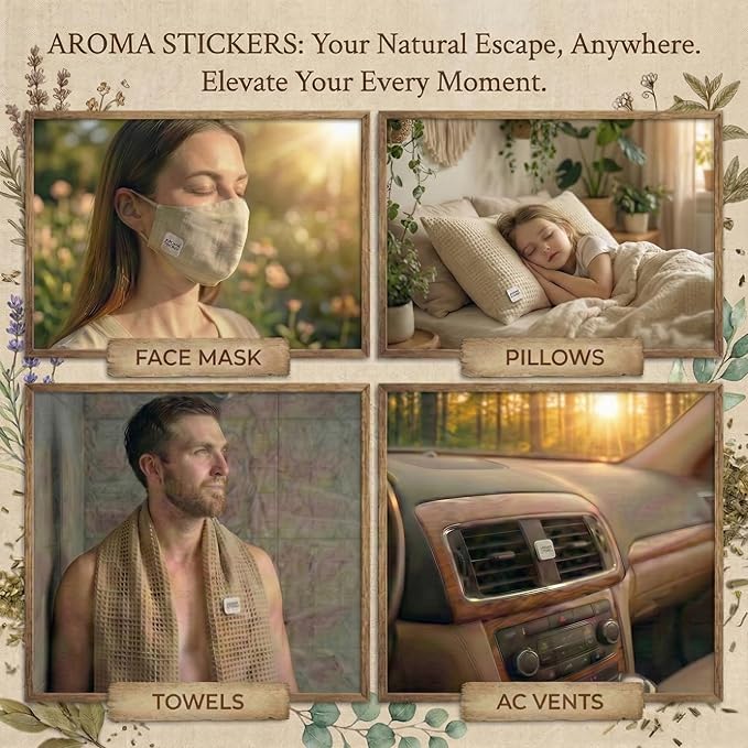 AROMA STICKERS® (Bergamot, Pack of 3) - 100% Natural Essential Oil Scented Mask Stickers for Face Mask & Pillow (12 Stickers/pc) -Pure Essential Oil Scented Mask Patch/Personal Aroma/Relaxing