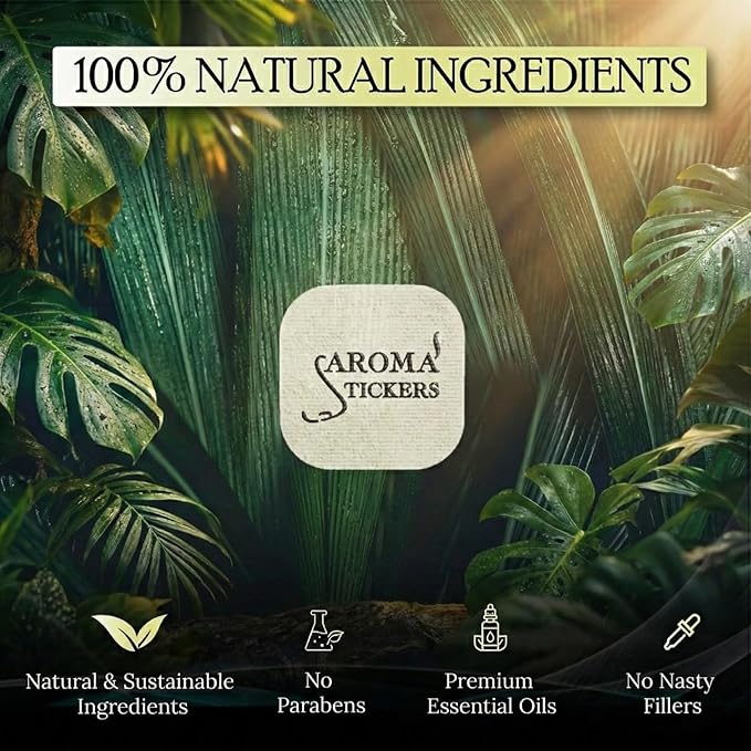 AROMA STICKERS® Original Blend Focus - 100% Natural Essential Oil Scented Sticker Diffuser - Aromatherapy for Personal Space - Face Mask & Pillow - (Pack of 3, 36 Stickers Total)