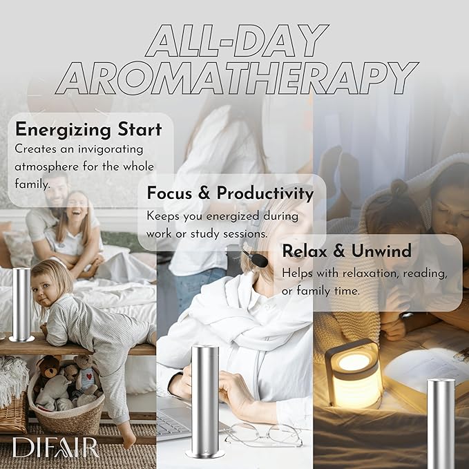 Waterless Diffuser Essential Oil Diffuser for Home, Leak Proof Nano Atomizing Oil Diffuser, Bluetooth Remote Controlled Silent Diffusers for Bedroom Spa Hotel Collection Style Scents