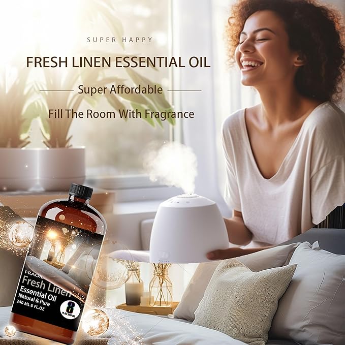 Fresh Linen Essential Oil 8 Fl Oz 240ML for Diffuser Humidifier Yoga Cleaning DIY Candle Soap Making Perfume Gift for Women FRAOIL (Fresh Linen 8 Fl Oz (Pack of 1))