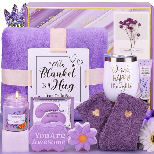 Self Care Gifts for Women Birthday Unique, Relaxing Spa Gift Baskets for Women Care Package, Lavender Valentines Day Gifts for Her Mom Wife Girlfriend Friends Sister